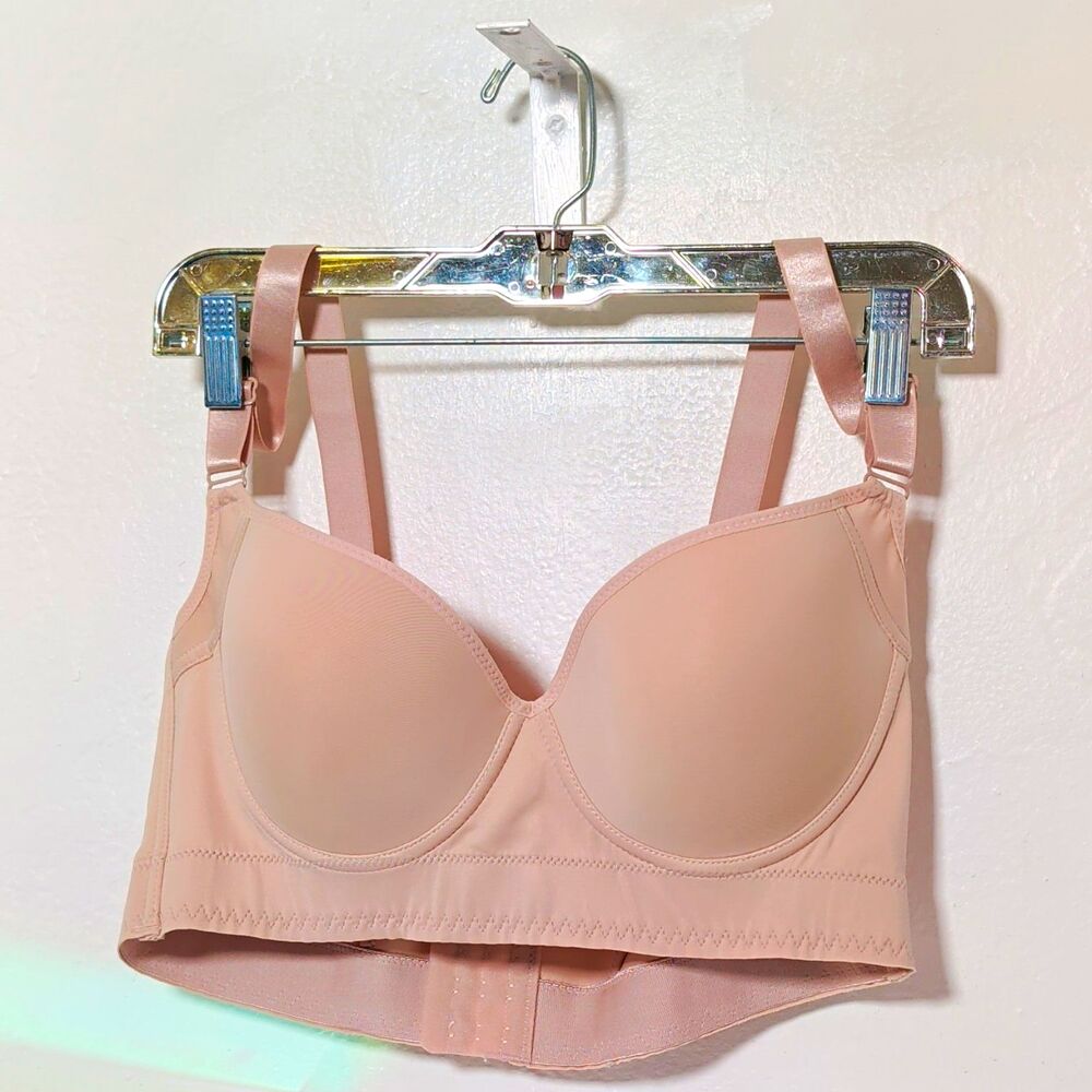 Women’s Nude Longline Bra 40C 90C Padded Underwire Wide Band NWOT